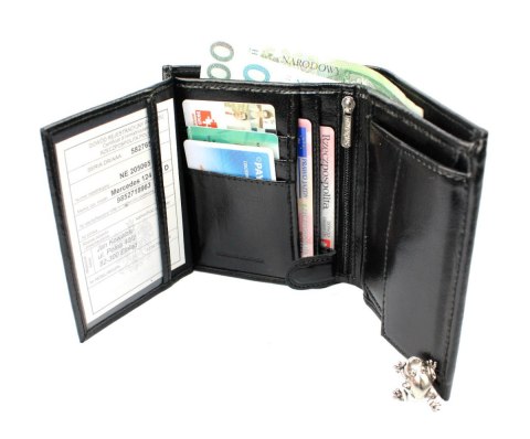 Portfel Męski ANDRUS (PL) Skóra Licowa Pionowy Bez Zapięcia Jedno Skrzydełko Kieszeń Na Bilon RIFD 13 x 10 x 2,5 [cm]