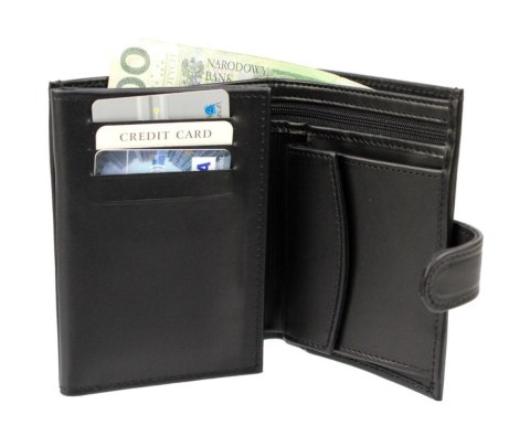 Portfel Męski ANDRUS (PL) Skóra Licowa Duży Pionowy Z Zapięciem Dwa Skrzydełka Poziomy Suwak RIFD 12,5 x 10 x 3  [cm]