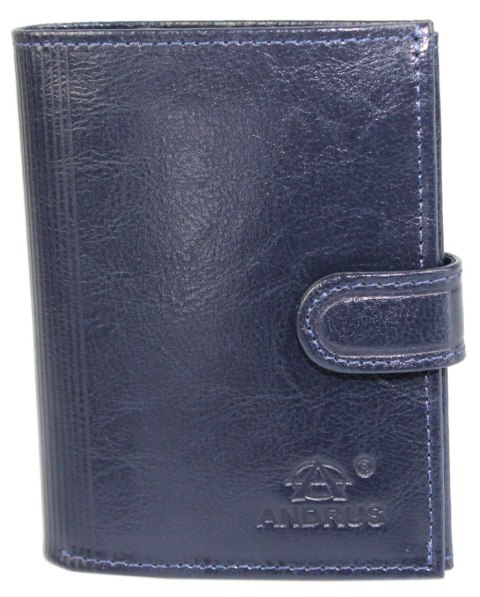 Portfel Męski ANDRUS (PL) Skóra Licowa Duży Pionowy Z Zapięciem Dwa Skrzydełka Poziomy Suwak RIFD 12,5 x 10 x 3  [cm]