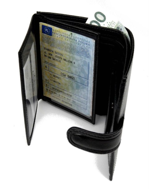 Portfel Męski Skórzany ANDRUS (PL) Skóra Licowa Duży Pionowy Z Zapięciem Dwa Skrzydełka Poziomy Suwak RFID 13 x 10 x 2,5 [cm]