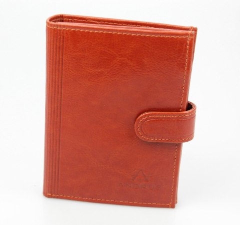 Portfel Męski Skórzany ANDRUS (PL) Skóra Licowa Duży Pionowy Z Zapięciem Dwa Skrzydełka Poziomy Suwak RFID 13 x 10 x 2,5 [cm]