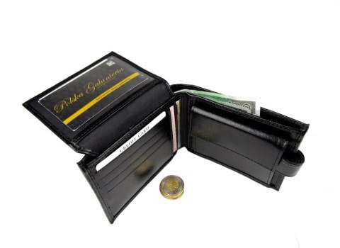 Portfel Męski Skórzany ANDRUS (PL) Skóra Licowa Duży Poziomy Z Zapięciem Jedno Skrzydełko Do Góry RFID 13 x 10 x 2,5 [cm]