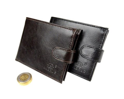 Portfel Męski Skórzany ANDRUS (PL) Skóra Licowa Duży Poziomy Z Zapięciem Jedno Skrzydełko Do Góry RFID 13 x 10 x 2,5 [cm]