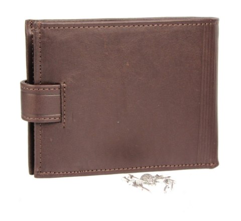 Portfel Męski Skórzany ANDRUS (PL) Skóra Licowa Duży Poziomy Z Zapięciem Jedno Skrzydełko Do Góry RFID 13 x 10 x 2,5 [cm]