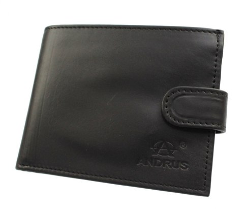 Portfel Męski Skórzany ANDRUS (PL) Skóra Licowa Duży Poziomy Z Zapięciem Jedno Skrzydełko Do Góry RFID 13 x 10 x 2,5 [cm]