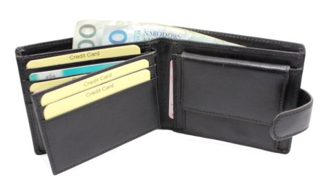 Portfel Męski Skórzany EL FORREST Średni Poziomy Z Zapięciem Z Wyciąganą Wkładką CZARNY RIFD 875 67 12 x 10 xm 3,5 [cm]