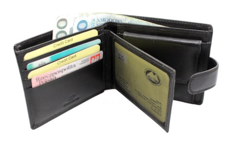 Portfel Męski Skórzany EL FORREST Średni Poziomy Z Zapięciem Z Wyciąganą Wkładką CZARNY RIFD 875 67 12 x 10 xm 3,5 [cm]