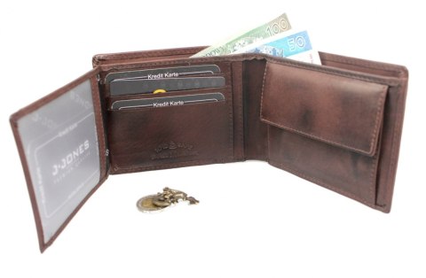 Portfel Męski Skórzany JENNIFER JONES 5709 Skóra Licowa Duży Poziomy Bez Zapięcia Jedno Skrzydełko RFID Portfel Męski Skórzany JENNIFER JONES 5709 Skóra Licowa Duży Poziomy Bez Zapięcia Jedno Skrzydełko RFID