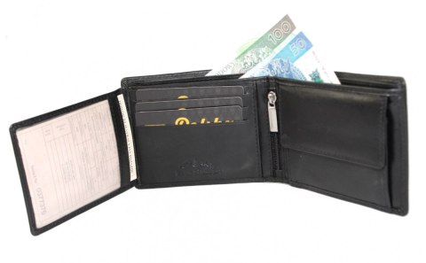 Portfel Męski Skórzany JENNIFER JONES Skóra Cielęca Poziomy Duży Jedno Skrzydełko Pionowy Suwak RFID 5701 12,5 x 9,5 x 2,5 [cm]