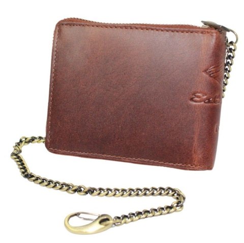 Portfel Męski Skórzany Peterson Skóra Naturalna Duży Piórnik Z Zapięciem Na Suwak N992C BRĄZOWY "PISTONS" 13 x 10 x 2 [cm]