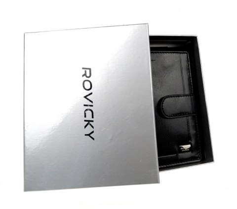 Portfel Męski Skórzany ROVICKY Skóra Licowa Duży Pionowy Kwadrat Z Zapięciem Jedno Skrzydełko 106L-BAR RFID SECURE Portfel Męski Skórzany ROVICKY Skóra Licowa Duży Pionowy Kwadrat Z Zapięciem Jedno Skrzydełko 106L-BAR RFID SECURE