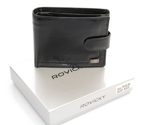 Portfel Męski Skórzany ROVICKY Skóra Licowa Mały Poziomy Z Zapięciem Kominek CPR-022L-BAR RFID Portfel Męski Skórzany ROVICKY Skóra Licowa Mały Poziomy Z Zapięciem Kominek CPR-022L-BAR RFID