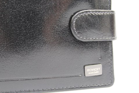 Portfel Męski Skórzany ROVICKY Skóra Licowa Mały Poziomy Z Zapięciem Kominek CPR-022L-BAR RFID Portfel Męski Skórzany ROVICKY Skóra Licowa Mały Poziomy Z Zapięciem Kominek CPR-022L-BAR RFID
