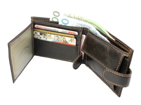Portfel Męski WILD Skóra Licowa Mały Poziomy Z Zapięciem RFID 5504-1 11.5 x 8.5 x 2 [cm]