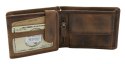 Portfel Męski Wild Skóra Naturalna Duży Poziomy Dwa Skrzydełka I Łańcuszek N992C BRĄZOWY RFID ,,VINTAGE,, 12 x 9,5 x 3 [cm]