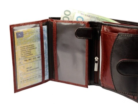 Portfel Skórzany ELKOR (PL) Skóra Licowa Średni  Pionowy Z Zapięciem Dwa Skrzydełka  EL125 KOLOROWY 12 x 9 x 2 [cm]