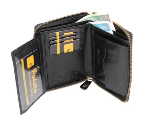 Portfel Skórzany Peterson Skóra Licowa Duży Pionowy Metalowy Suwak Jedno Skrzydełko Wewnątrz RFID 340 13 x 10 x 2 [cm]