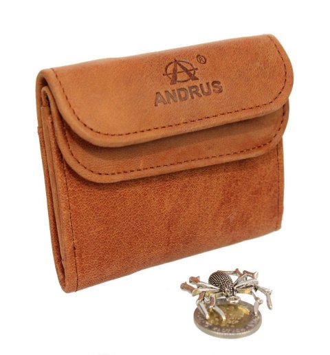 Portfelik Uniwersalny Mała Sakieweczka Skórzana MARS III ANDRUS (PL) Skóra Naturalna RIFD 10,5 x 8 x 1,5 [cm]