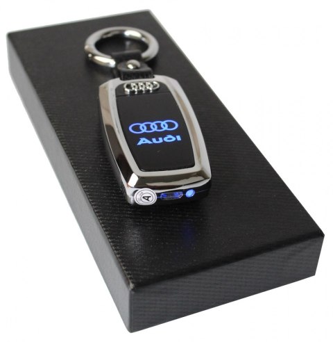 Praktyczna Elektryczna Zapalniczka Plazmowa USB Z Kablem Mikro USB Latarka BRELOK Do Kluczyków Samochodowych AUDI SREBRNA Praktyczna Elektryczna Zapalniczka Plazmowa USB Z Kablem Mikro USB Latarka BRELOK Do Kluczyków Samochodowych AUDI SREBRNA
