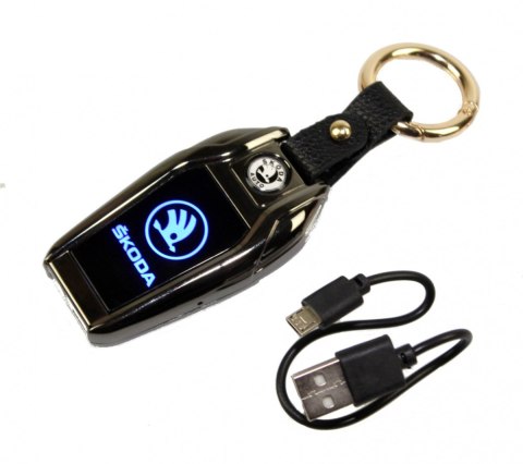 Praktyczna Elektryczna Zapalniczka Plazmowa USB Z Kablem Mikro USB Latarka BRELOK Do Kluczyków Samochodowych SKODA CZARNA Praktyczna Elektryczna Zapalniczka Plazmowa USB Z Kablem Mikro USB Latarka BRELOK Do Kluczyków Samochodowych SKODA CZARNA