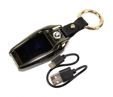 Praktyczna Elektryczna Zapalniczka Plazmowa USB Z Kablem Mikro USB Latarka BRELOK Do Kluczyków Samochodowych SKODA CZARNA Praktyczna Elektryczna Zapalniczka Plazmowa USB Z Kablem Mikro USB Latarka BRELOK Do Kluczyków Samochodowych SKODA CZARNA
