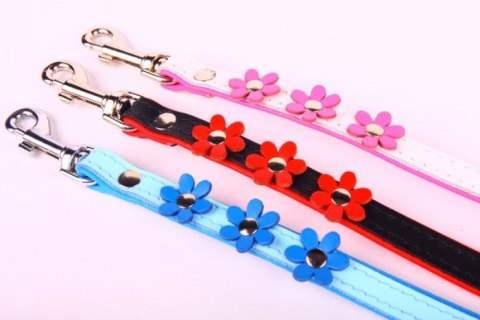 Smycz Ze Skóry Naturalnej Dla Psa Lub Kota Z Ozdobnymi Kwiatami ZOO LESZCZ (PL) 12 mm 130 [cm] ZL585