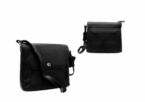 Stylowa Listonoszka Ze Skóry Włoskiej Ekologicznej ROVICKY R-TSL-08-CPDM CZARNA 26 x 21 x 9 [cm]