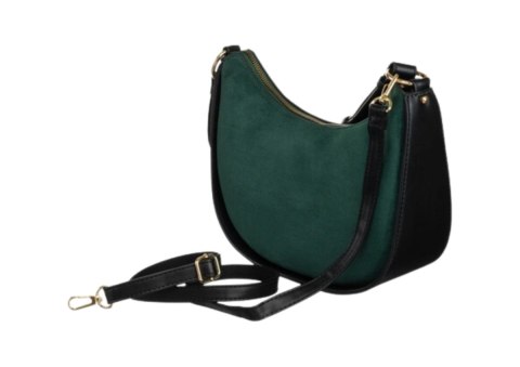 Stylowa Zamszowa Listonoszka Ze Skóry Włoskiej Ekologicznej David Jones CZARNO ZIELONA 6542 26 x 21 x 10 [cm]