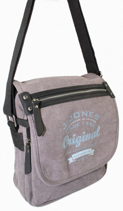 Torebka Skórzana Torba JENNIFER JONES Listonoszka CANVAS Z Elementami Skórzanymi SZARY JJ4556 31 x 25 x 12 [cm]