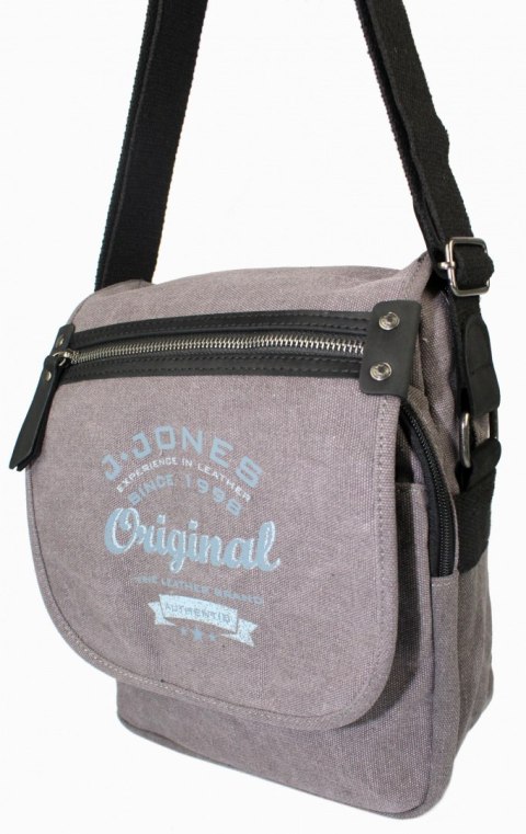 Torebka Skórzana Torba JENNIFER JONES Listonoszka CANVAS Z Elementami Skórzanymi SZARY JJ4556 31 x 25 x 12 [cm]