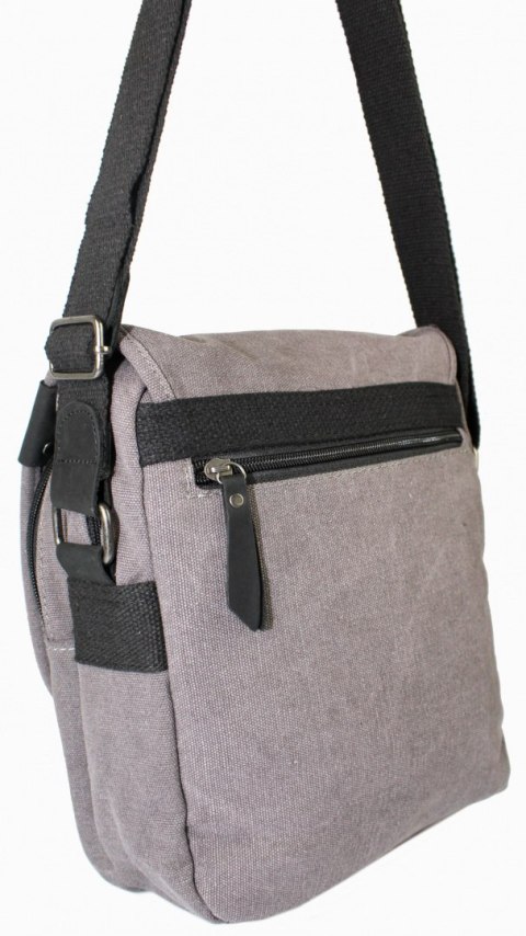 Torebka Skórzana Torba JENNIFER JONES Listonoszka CANVAS Z Elementami Skórzanymi SZARY JJ4556 31 x 25 x 12 [cm]