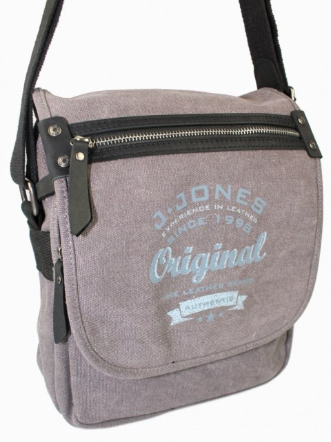 Torebka Skórzana Torba JENNIFER JONES Listonoszka CANVAS Z Elementami Skórzanymi SZARY JJ4556 31 x 25 x 12 [cm]