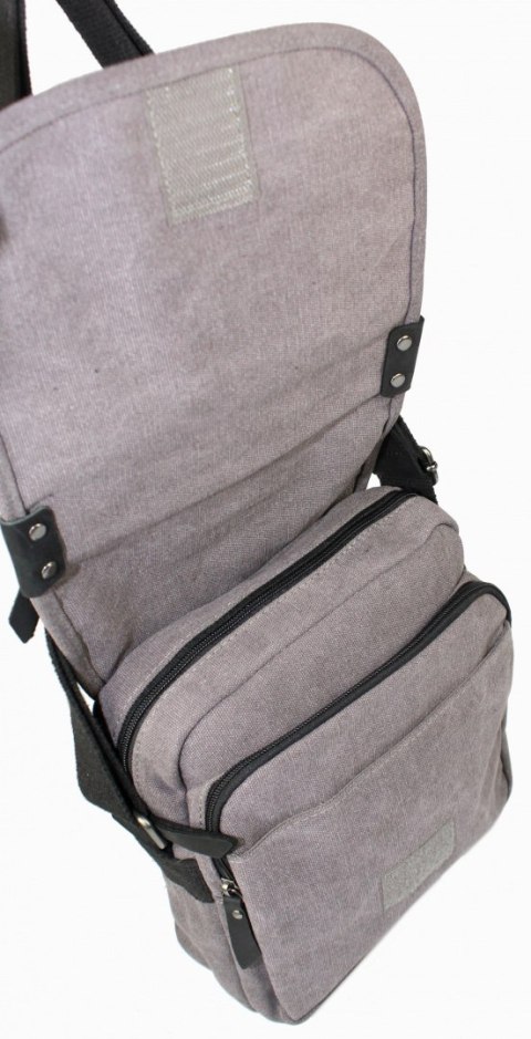 Torebka Skórzana Torba JENNIFER JONES Listonoszka CANVAS Z Elementami Skórzanymi SZARY JJ4556 31 x 25 x 12 [cm]