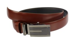 Wizytowy Pasek Skórzany 30 mm COMPLEX (PL) Pełna Klamra AUTOMAT/ZĄBEK Garnitur Brązowy Zaokrąglony AZ30/KAZ54