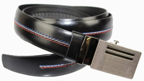 Wizytowy Pasek Skórzany 30 mm COMPLEX (PL) Pełna Klamra AUTOMAT/ZĄBEK Garnitur CZARNY KOLOROWA NITKA Zaokrąglony AZ30/KAZ64 Wizytowy Pasek Skórzany 30 mm COMPLEX (PL) Pełna Klamra AUTOMAT/ZĄBEK Garnitur CZARNY KOLOROWA NITKA Zaokrąglony AZ30/KAZ64
