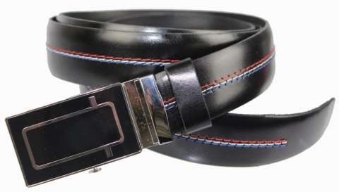 Wizytowy Pasek Skórzany 30 mm COMPLEX (PL) Pełna Klamra AUTOMAT/ZĄBEK Garnitur CZARNY KOLOROWA NITKA Zaokrąglony AZ30/KAZ67 Wizytowy Pasek Skórzany 30 mm COMPLEX (PL) Pełna Klamra AUTOMAT/ZĄBEK Garnitur CZARNY KOLOROWA NITKA Zaokrąglony AZ30/KAZ67