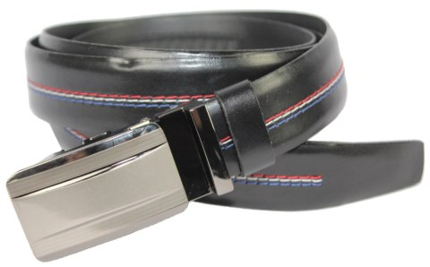 Wizytowy Pasek Skórzany 30 mm COMPLEX (PL) Pełna Klamra AUTOMAT/ZĄBEK Garnitur CZARNY KOLOROWA NITKA Zaokrąglony AZ30/KAZ79 Wizytowy Pasek Skórzany 30 mm COMPLEX (PL) Pełna Klamra AUTOMAT/ZĄBEK Garnitur CZARNY KOLOROWA NITKA Zaokrąglony AZ30/KAZ79