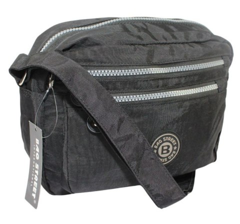 Stylowa Lekka Materiałowa Torba Kresz Wodoodporna Pozioma Średnia Na Ramię Bag Street NR 2245 CZARNY 28 x 19 x 12 [cm]