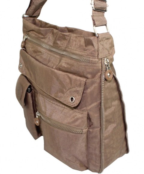 Stylowa Lekka Materiałowa Torba Średnia Kwadrat Listonoszka Na Ramię Bag Street NR 2221 BRĄZOWY Stylowa Lekka Materiałowa Torba Średnia Kwadrat Listonoszka Na Ramię Bag Street NR 2221 BRĄZOWY