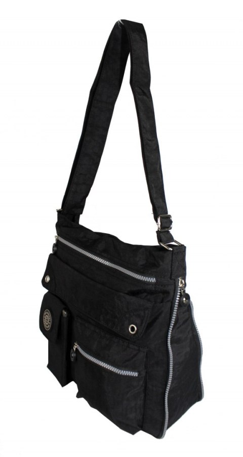 Stylowa Lekka Materiałowa Torba Średnia Kwadrat Listonoszka Na Ramię Bag Street NR 2221 CZARNY Stylowa Lekka Materiałowa Torba Średnia Kwadrat Listonoszka Na Ramię Bag Street NR 2221 CZARNY