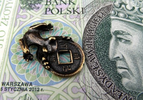 Żabka Mosiężna Malutka z Monetą Na Pomnażanie Pieniędzy Żabka Mosiężna Malutka z Monetą Na Pomnażanie Pieniędzy
