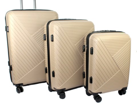 Zestaw Trzech Walizek Turystycznych PolskaGalanteria KREMOWA 65x45x30, 55x40x24, 45x35x20 Zestaw Trzech Walizek Turystycznych PolskaGalanteria KREMOWA 65x45x30, 55x40x24, 45x35x20
