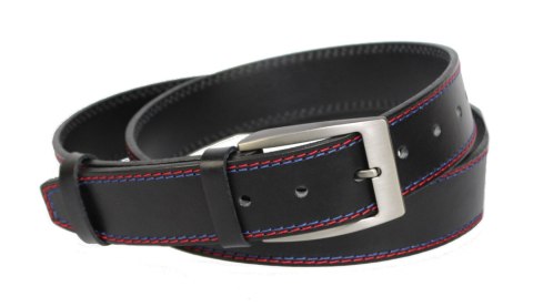 Pasek Męski Skórzany PAS-MAX (PL) Skóra Licowa EXTRA 40 mm Czarny Z Czerwoną I Granatową Nitką Pasek Męski Skórzany PAS-MAX (PL) Skóra Licowa EXTRA 40 mm Czarny Z Czerwoną I Granatową Nitką