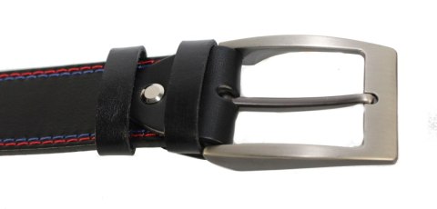 Pasek Męski Skórzany PAS-MAX (PL) Skóra Licowa EXTRA 40 mm Czarny Z Czerwoną I Granatową Nitką Pasek Męski Skórzany PAS-MAX (PL) Skóra Licowa EXTRA 40 mm Czarny Z Czerwoną I Granatową Nitką