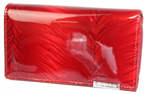 Portfel Damski Skórzany JENNIFER JONES Skóra Licowa Duży Z Suwakiem Czerwony Lakierowany Wzór 1 JJ5261-13 15,5 x 10 x 4 [cm]