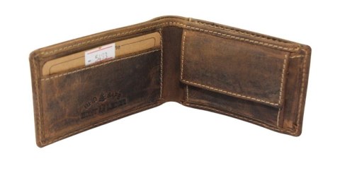 Portfel Męski Skórzany Jennifer Jones Skóra Licowa Mały Poziomy Bez Zapięcia 5493 RFID BRĄZOWY 10 x 6,5 x 2 [cm]