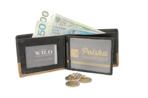 Portfel Męski WILD Skóra Zamszowa Mały Poziomy Bez Zapięcia N1662-R Portfel Męski WILD Skóra Zamszowa Mały Poziomy Bez Zapięcia N1662-R