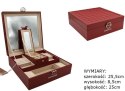 Elegancka i Stylowa Szkatułka Na Biżuterię PETERSON Pojemny Organizer PTN SZK-03 BORDOWY 25,5 x 25 x 8 [CM]