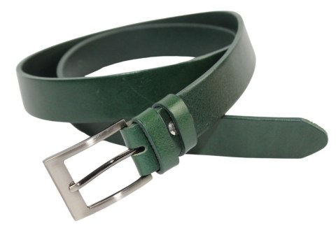 Pasek Męski Skórzany PAS-MAX (PL) Skóra Licowa EXTRA Gładki 30 mm CIEMNY ZIELONY K111