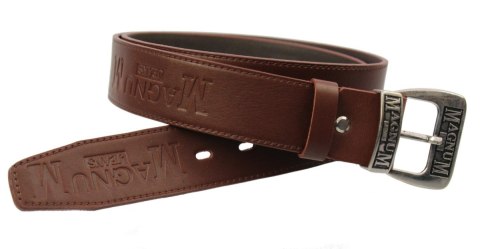 Pasek Skórzany COMPLEX (PL) Tłoczony Napis "MAGNUM" Skóra Licowa EXTRA 40 mm Brązowy Pasek Skórzany COMPLEX (PL) Tłoczony Napis "MAGNUM" Skóra Licowa EXTRA 40 mm Brązowy